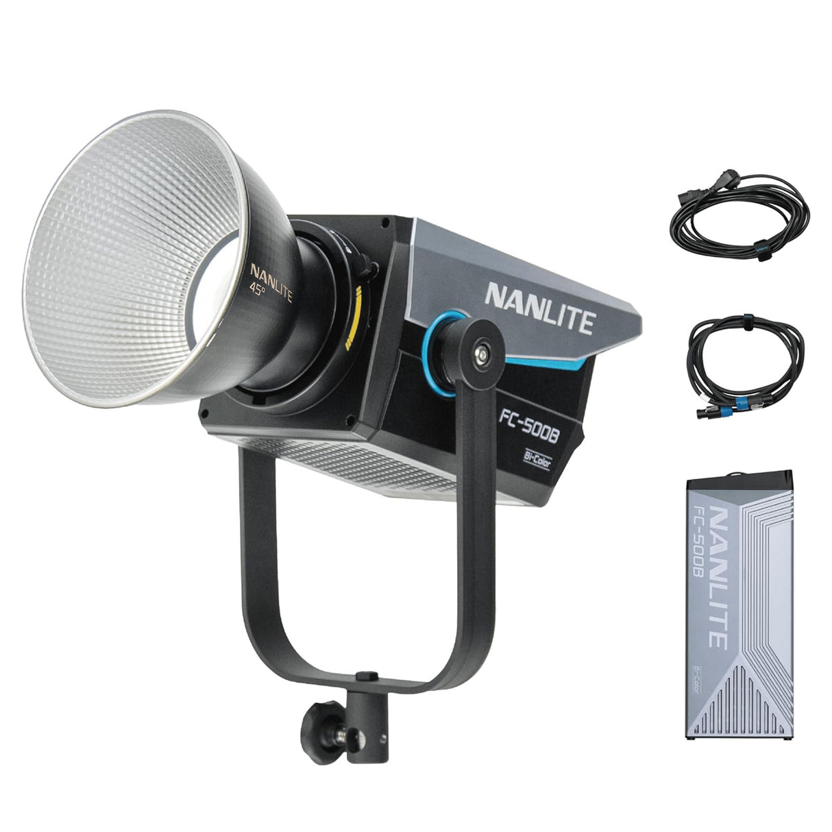 【中古】NANLITE FC-500B 撮影用ライト LEDスタジオライト バイカラー 520W 2700-6500K アプリ操作 ボーエンズマウント ケース付き