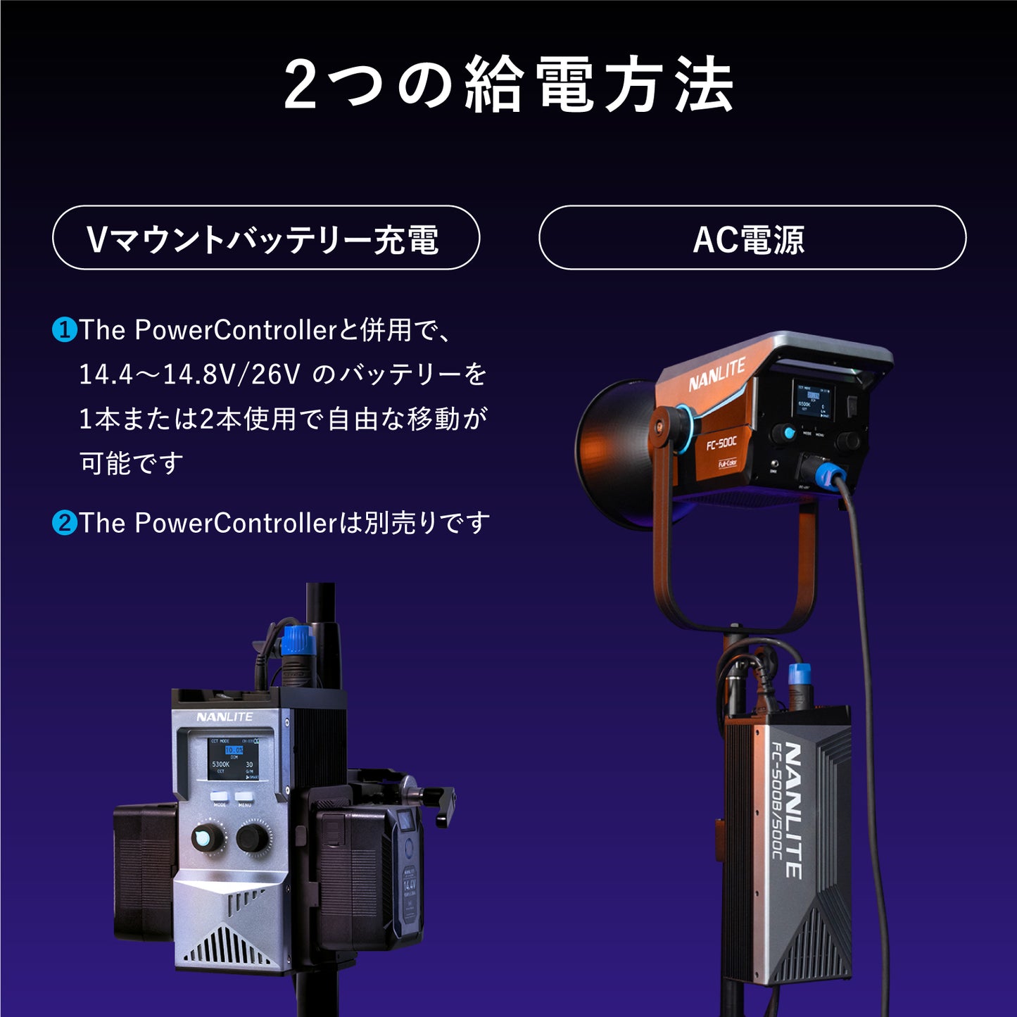 NANLITE FC-500C 撮影用ライト RGBW RGBライト LEDスポットライト 520W フルカラー 2700-7500K 国内正規品