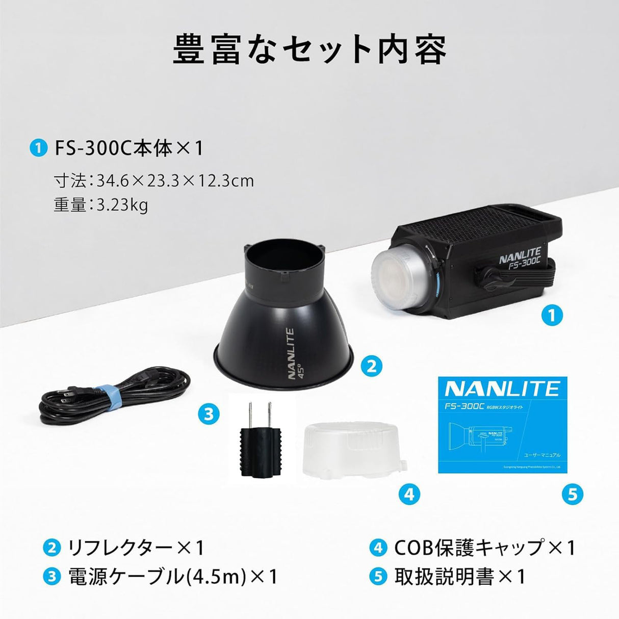 【期間限定】NANLITE FS-300C & Rapid90ソフトボックスセット 300W フルカラースポットライト