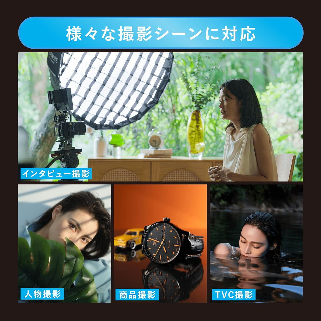 【中古】NANLITE FC-500B 撮影用ライト LEDスタジオライト バイカラー 520W 2700-6500K アプリ操作 ボーエンズマウント ケース付き