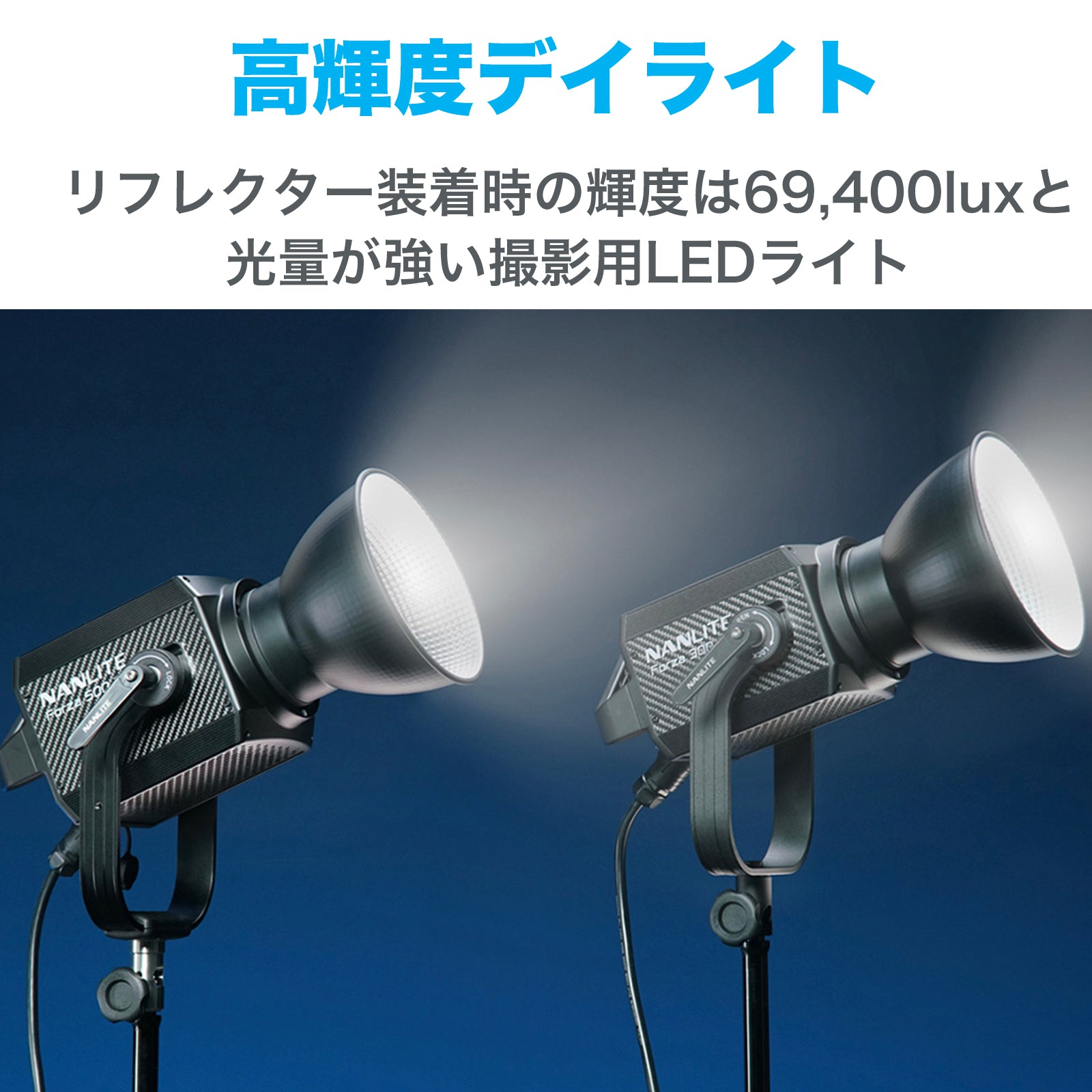 NANLITE Forza 300 Ⅱ ナンライト LEDスポットライト スタジオライト 撮影用ライト ポートレート 高輝度 定常光ライト  色温度5600K 350W CRI96 専用ケース付属 12ヶ月保証