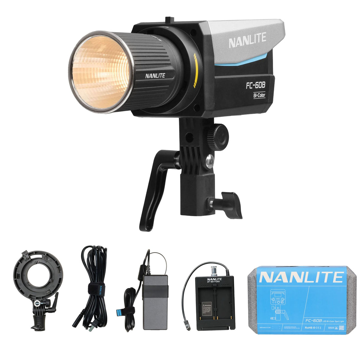 NANLITE FC-60B 撮影用ライト 出力78W 色温度2700-6500K CRI96 TLCI98 バイカラー LED 定常光 アプリ操作 FMマウント ケース付き 国内正規品