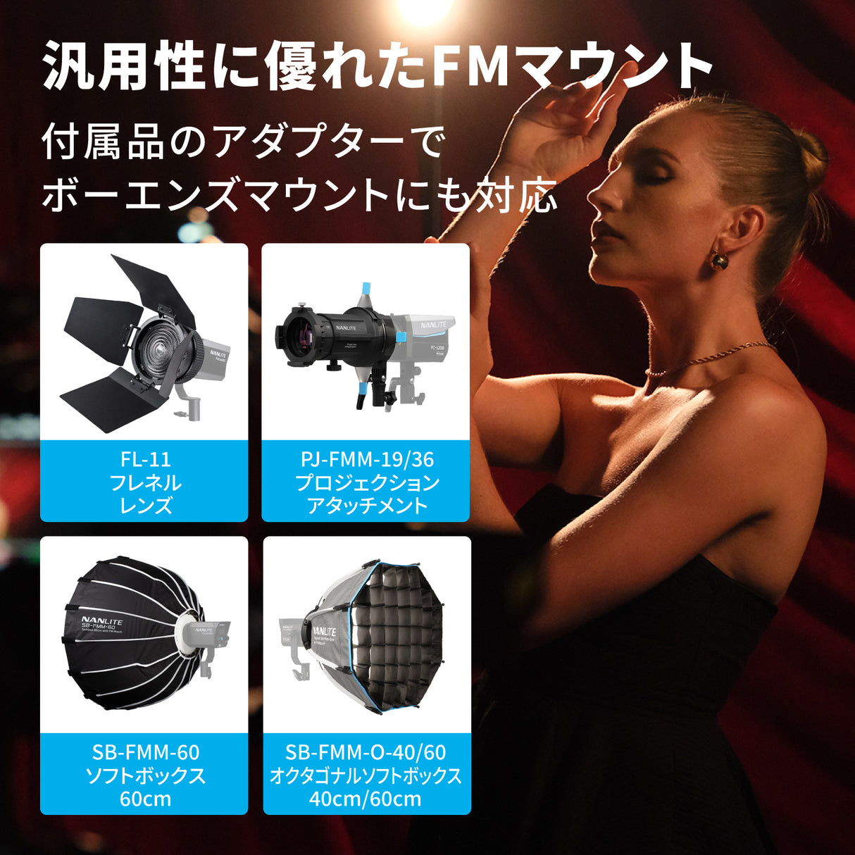 NANLITE FS-60B 撮影用ライト スタジオライト バイカラー LEDライト 定常光ライト 70W 軽量コンパクト 色温度2700-6500K 国内正規品