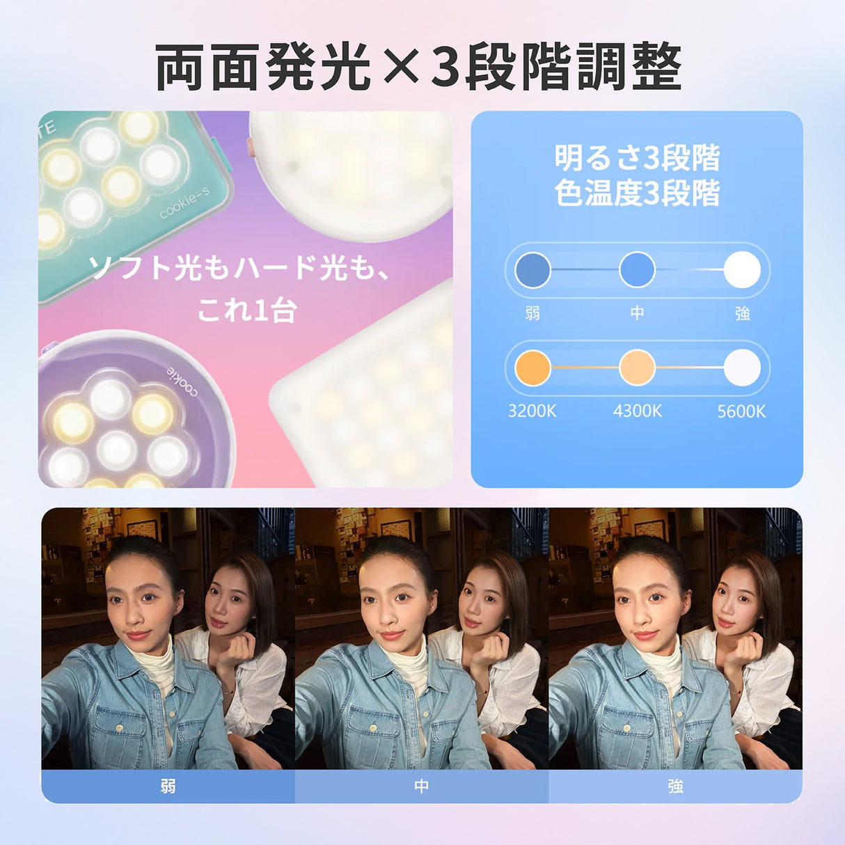 NANLITE cookie-s ポケットライト スマートフォン用LEDライト バイカラー 両面発光