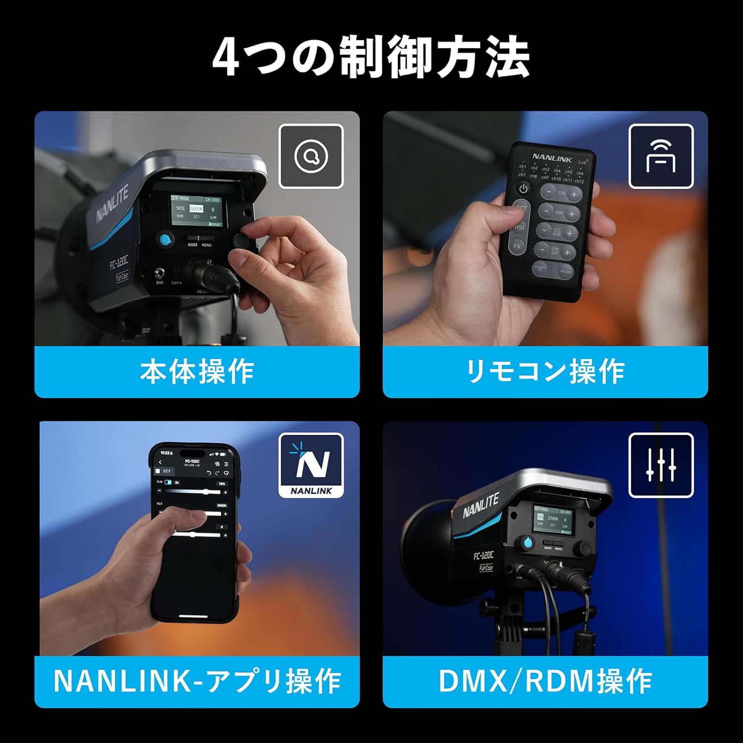 NANLITE FC-120C 撮影用ライト 出力145W フルカラー RGBライト 色温度