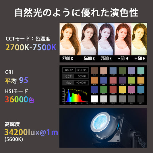 NANLITE FS-300C 撮影用ライト LEDスポットライト 300W RGBライト フルカラー 2700-7500K GM調整 国内正規品