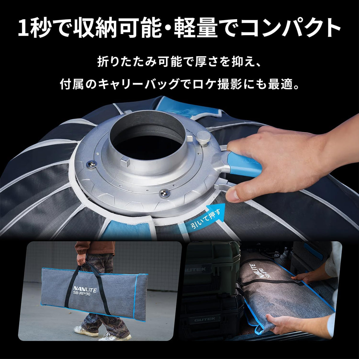 NANLITE Rapid 120 SB-RP120 パラボリックソフトボックス 120cm ボーエンズマウント ワンタッチ式